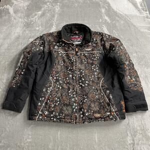 Castle X Jacket Kids XL Black Floral Insulated Puffer‎ Winter Coat Snowmobile
